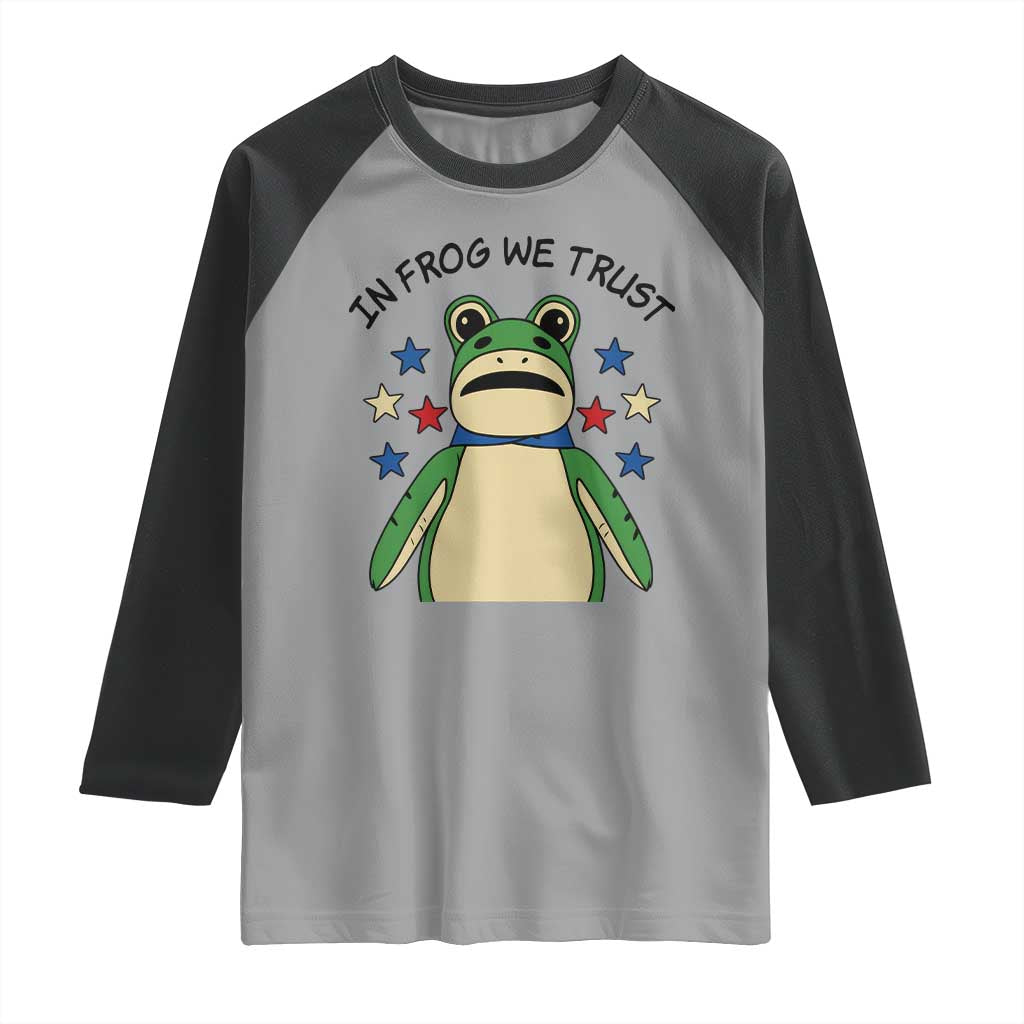 In Frog We Trust Raglan Shirt Patriotic Portland Frogs Protest American Flag TS02 Sport Gray Black Print Your Wear