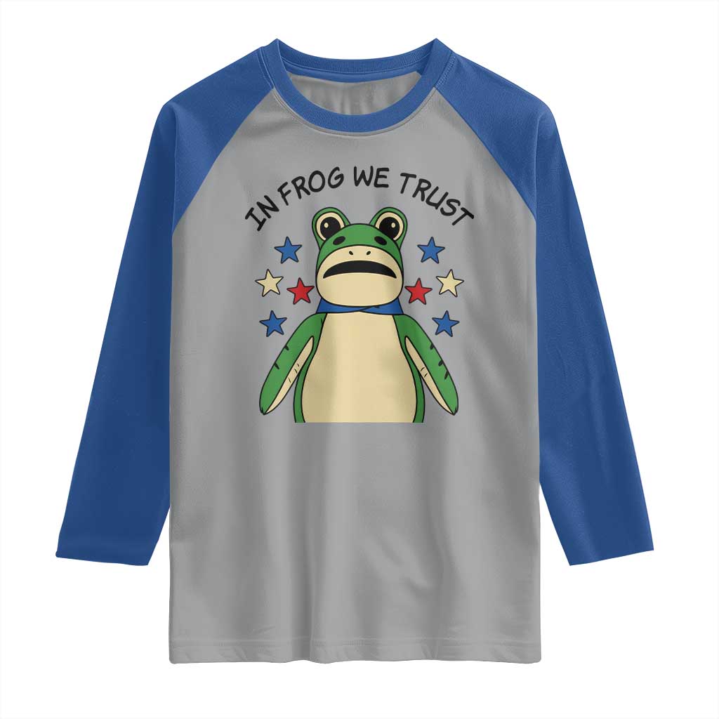 In Frog We Trust Raglan Shirt Patriotic Portland Frogs Protest American Flag TS02 Sport Gray Royal Print Your Wear