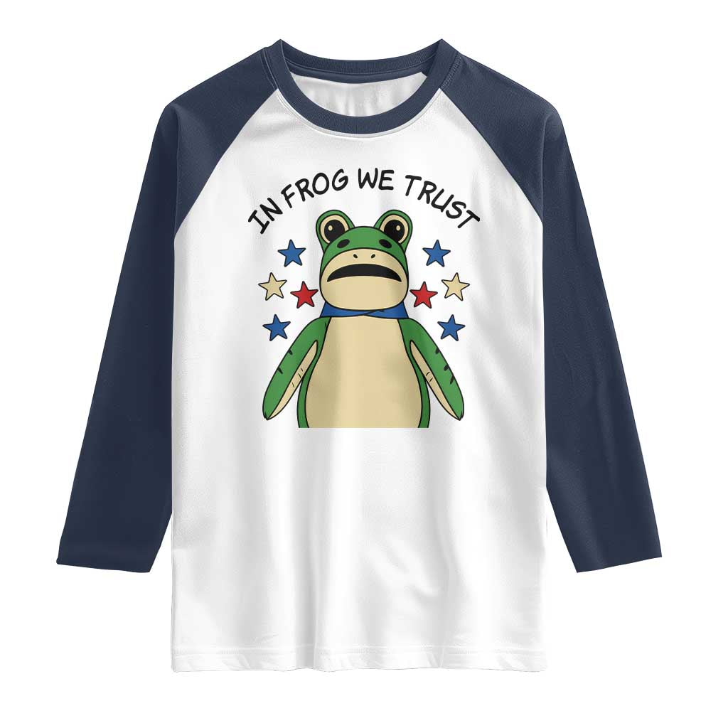 In Frog We Trust Raglan Shirt Patriotic Portland Frogs Protest American Flag TS02 White Navy Print Your Wear