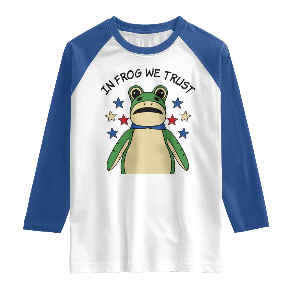 In Frog We Trust Raglan Shirt Patriotic Portland Frogs Protest American Flag TS02 White Royal Print Your Wear