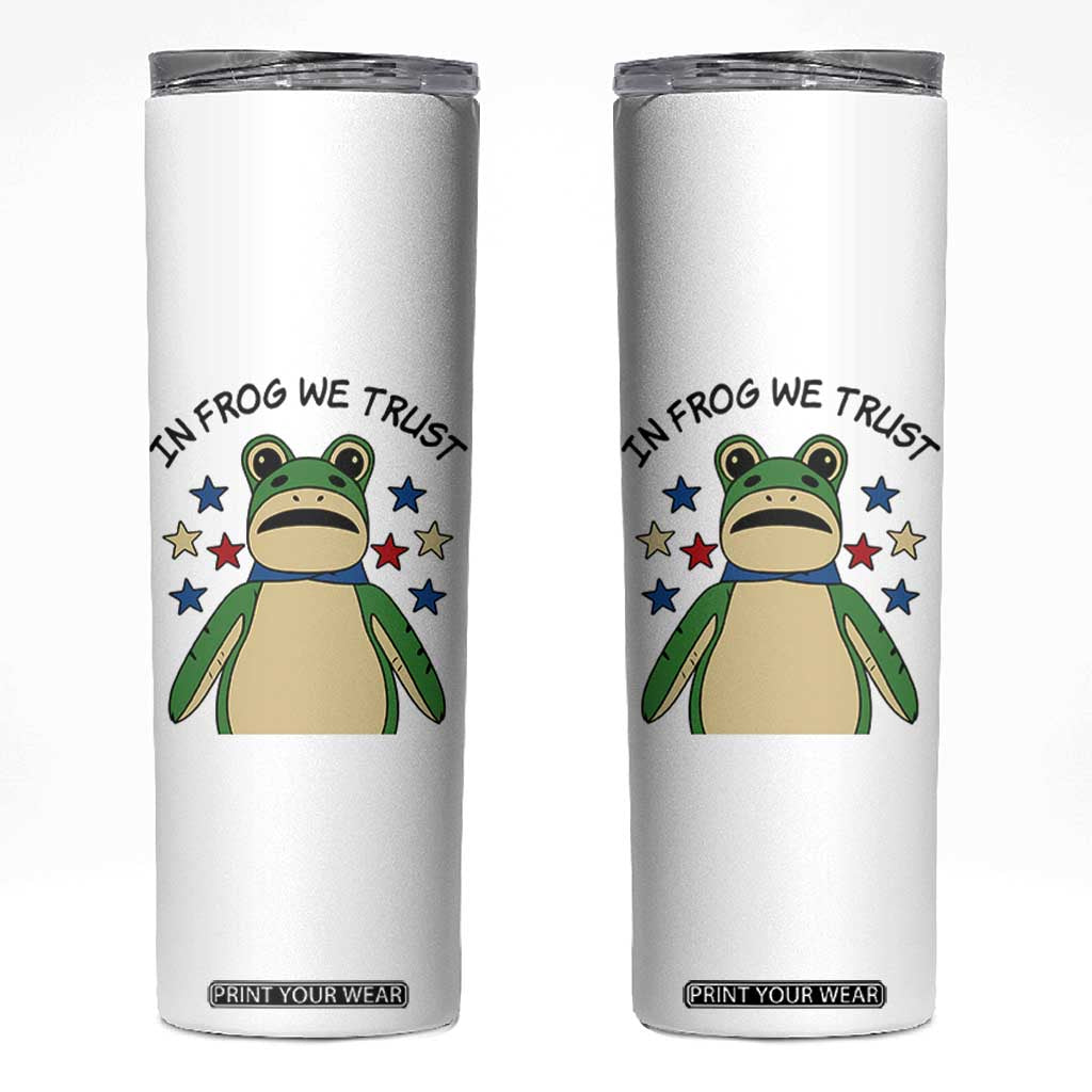 In Frog We Trust Skinny Tumbler Patriotic Portland Frogs Protest American Flag TS02 White Print Your Wear