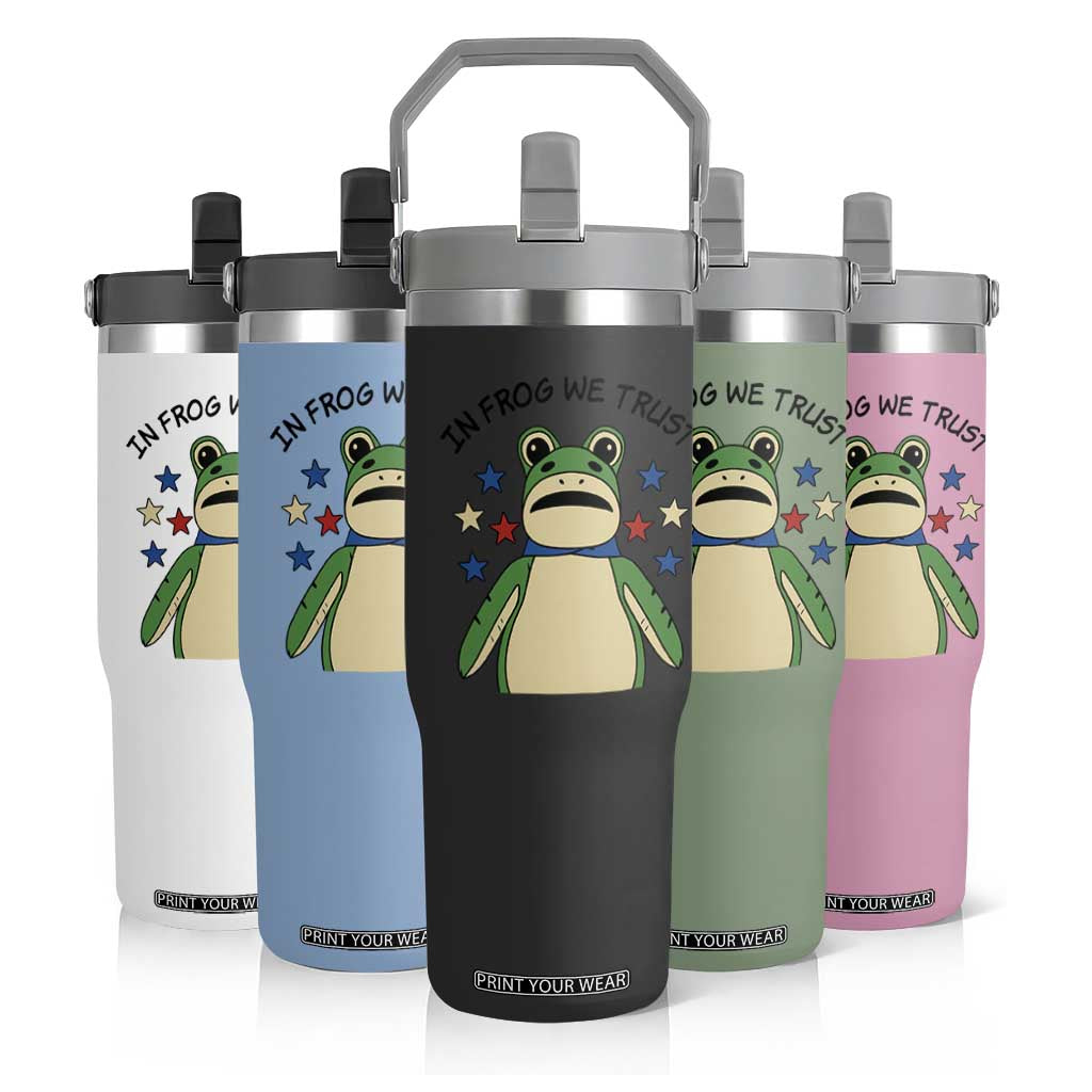 In Frog We Trust Flip Straw Tumbler Patriotic Portland Frogs Protest American Flag TS02 Print Your Wear
