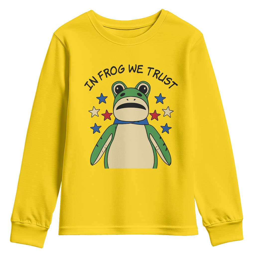 In Frog We Trust Youth Sweatshirt Patriotic Portland Frogs Protest American Flag TS02 Daisy Print Your Wear
