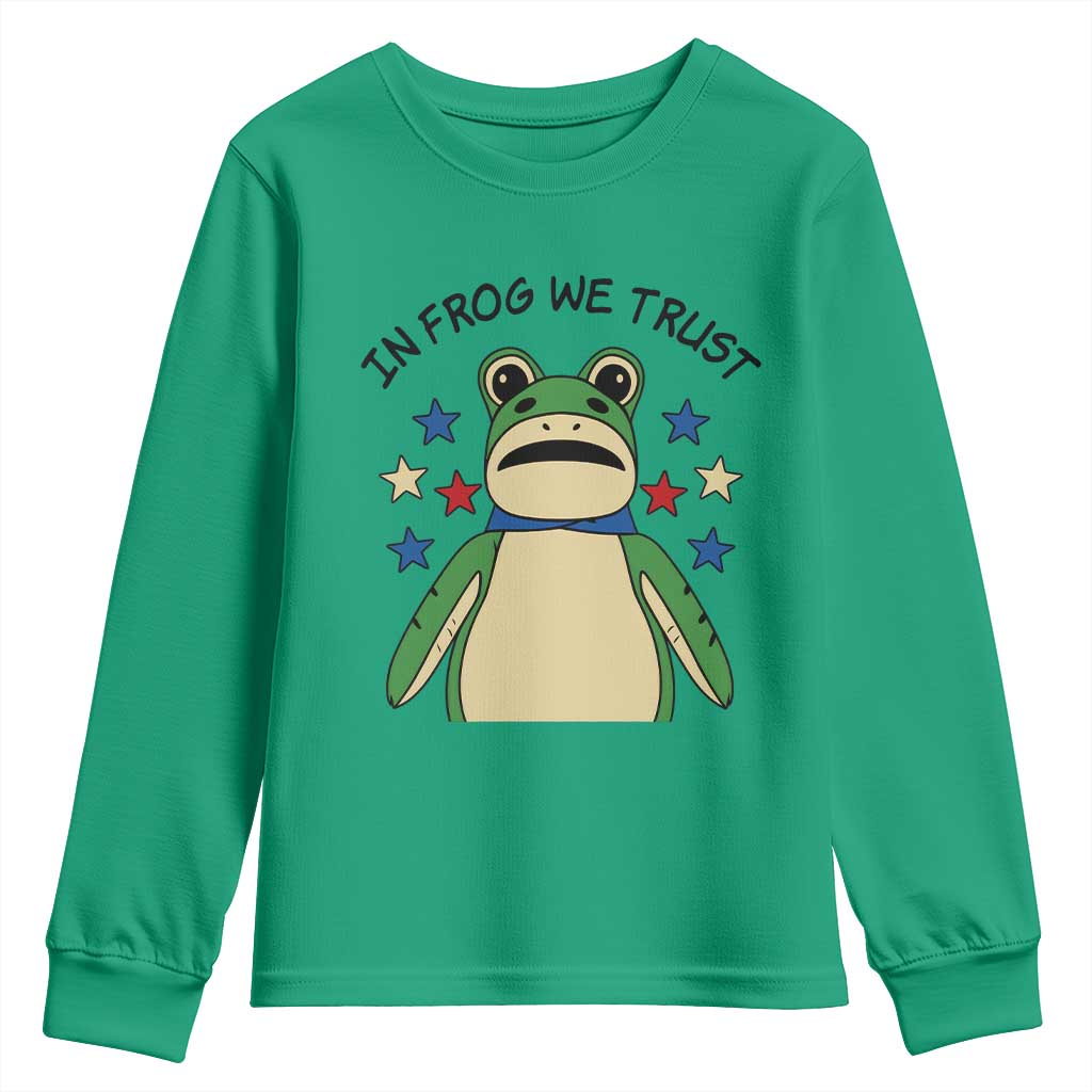 In Frog We Trust Youth Sweatshirt Patriotic Portland Frogs Protest American Flag TS02 Irish Green Print Your Wear