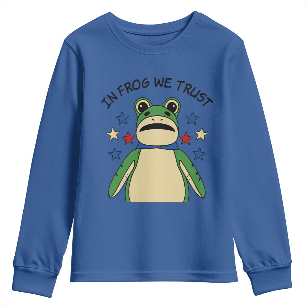 In Frog We Trust Youth Sweatshirt Patriotic Portland Frogs Protest American Flag TS02 Royal Blue Print Your Wear
