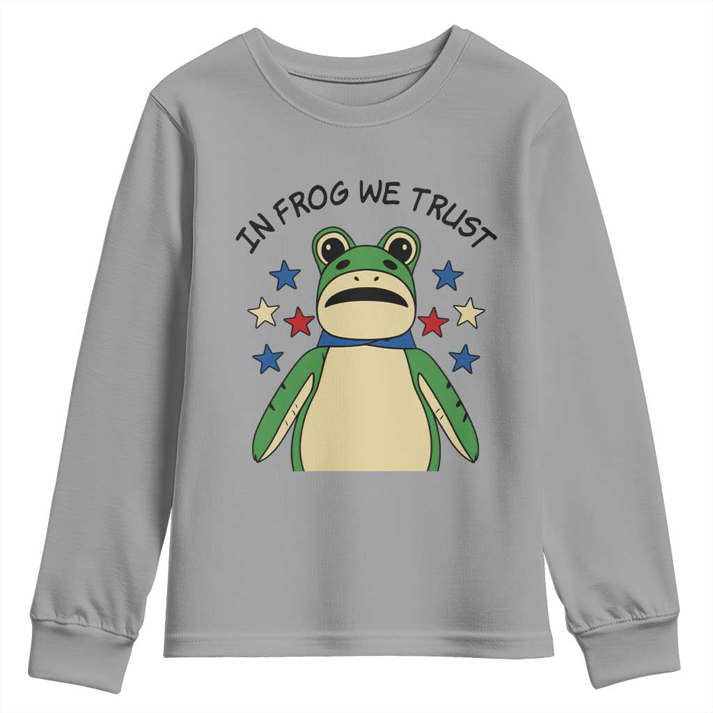 In Frog We Trust Youth Sweatshirt Patriotic Portland Frogs Protest American Flag TS02 Sport Gray Print Your Wear