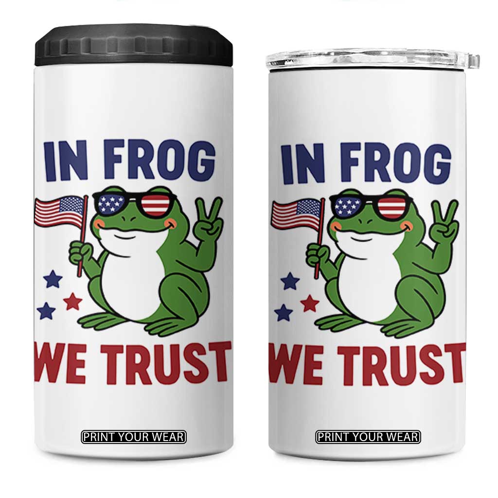 In Frog We Trust 4 in 1 Can Cooler Tumbler Patriotic Portland Frogs Protest TS02 One Size: 16 oz White Print Your Wear