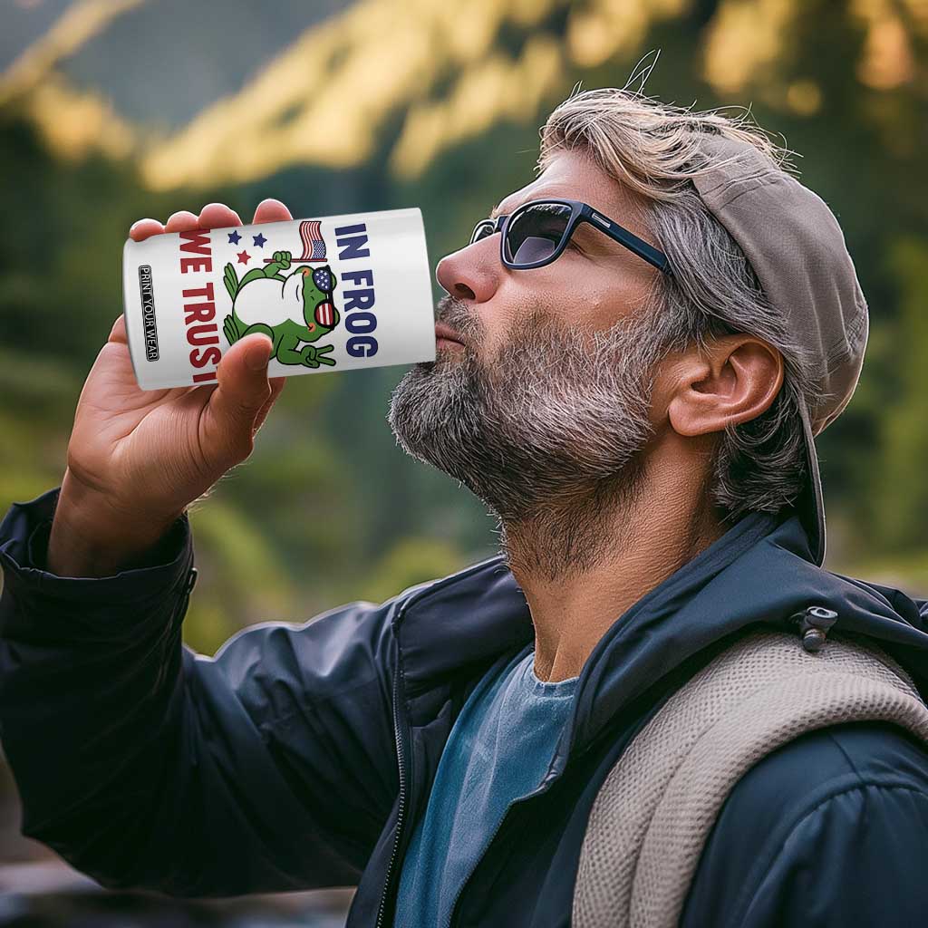 In Frog We Trust 4 in 1 Can Cooler Tumbler Patriotic Portland Frogs Protest TS02 Print Your Wear