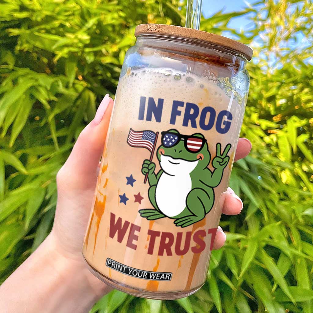 In Frog We Trust Glass Can Patriotic Portland Frogs Protest TS02 White Print Your Wear