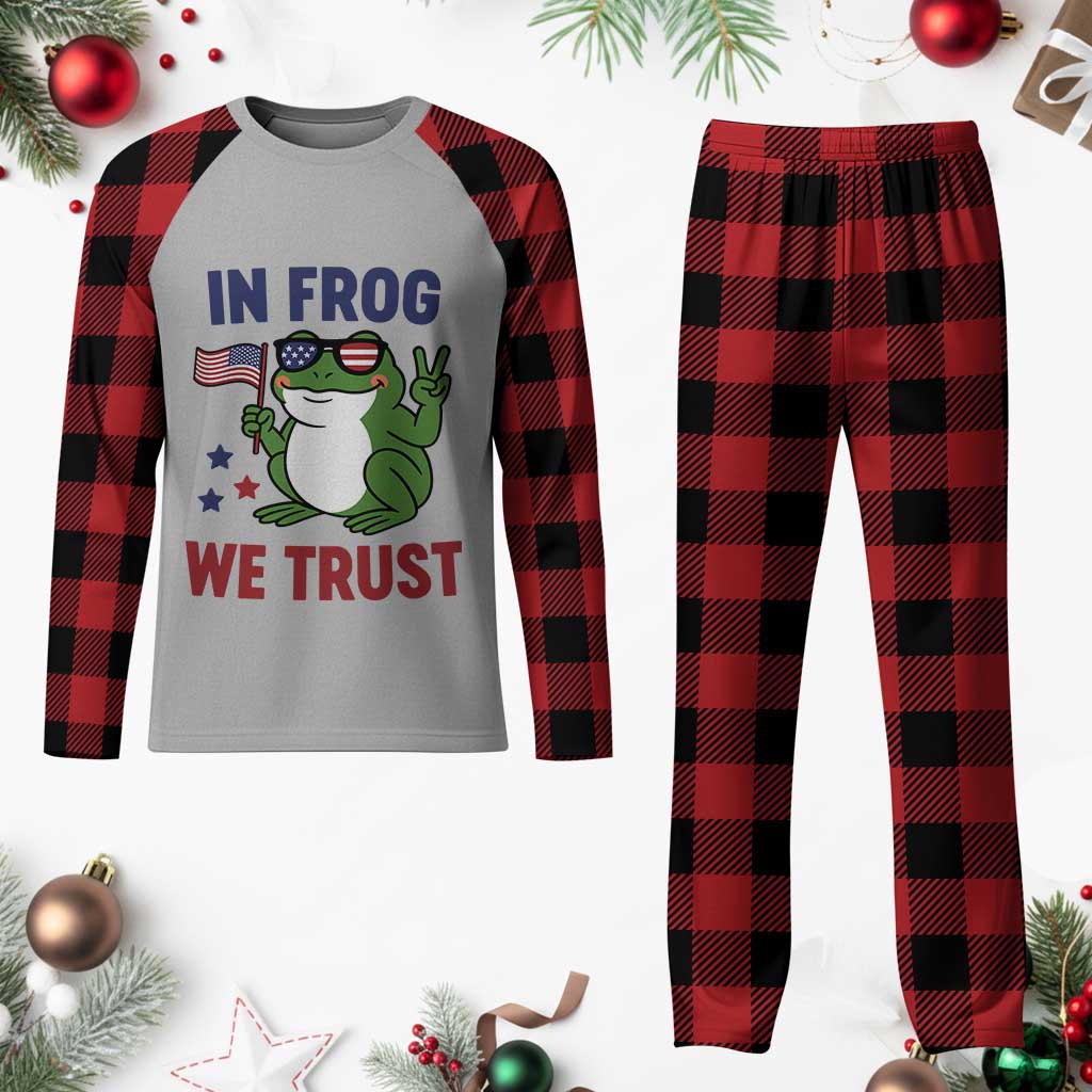 In Frog We Trust Plaid Pajama Set Patriotic Portland Frogs Protest TS02 Buffalo Plaid Print Your Wear