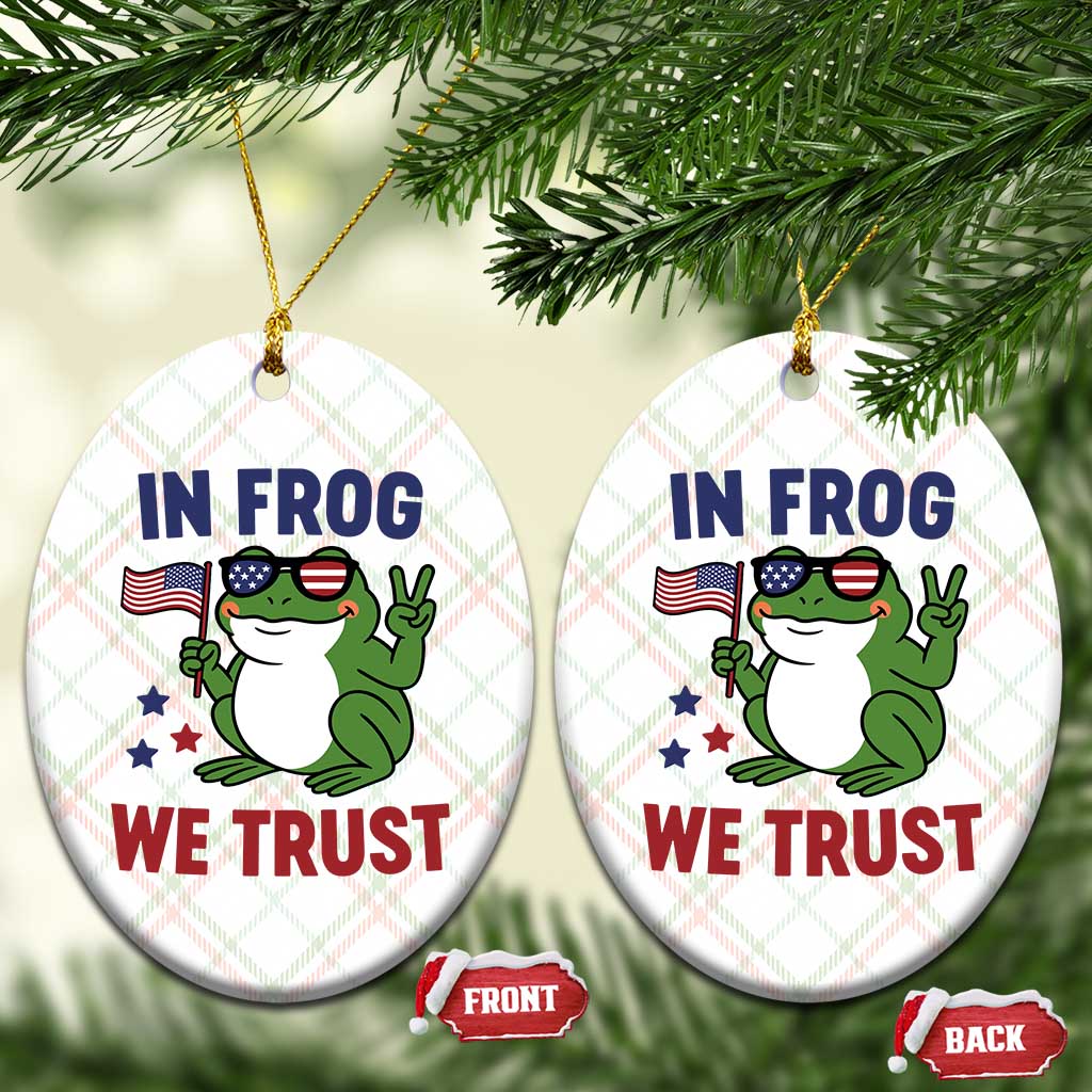 In Frog We Trust Ceramic Ornament Patriotic Portland Frogs Protest TS02 Print Your Wear