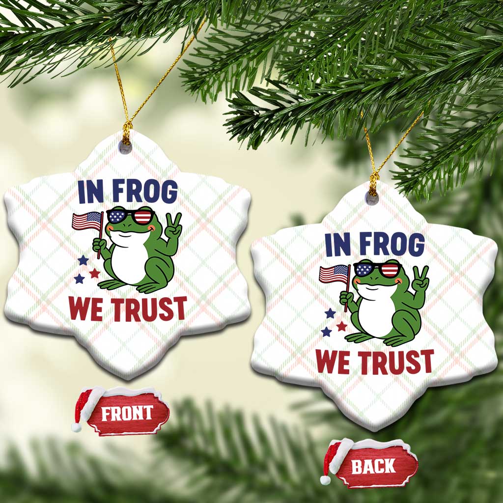 In Frog We Trust Ceramic Ornament Patriotic Portland Frogs Protest TS02 Print Your Wear