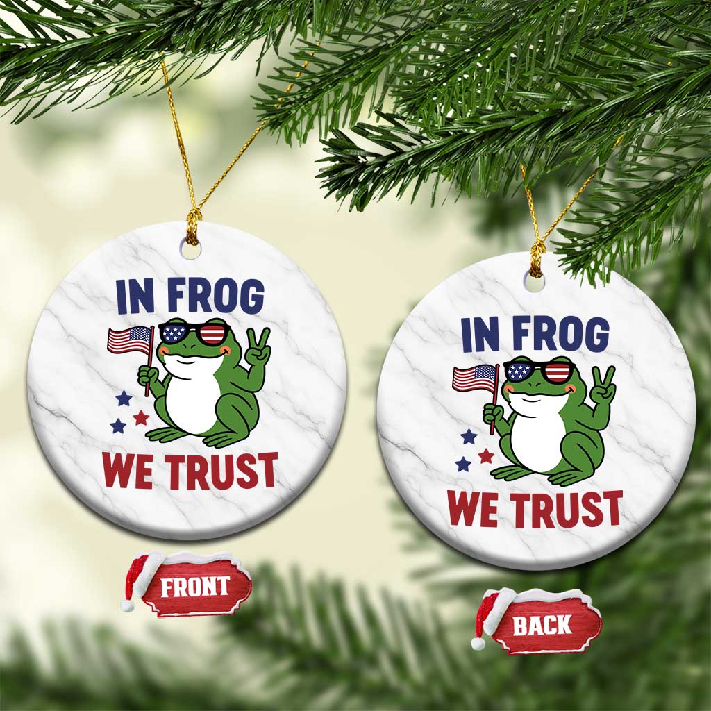 In Frog We Trust Ceramic Ornament Patriotic Portland Frogs Protest TS02 1pc White Marble Print Your Wear