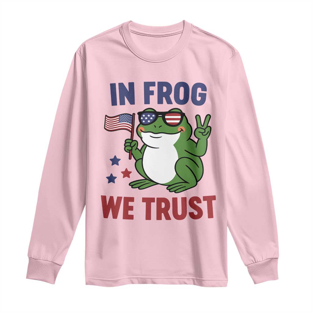 In Frog We Trust Long Sleeve Shirt Patriotic Portland Frogs Protest TS02 Light Pink Print Your Wear