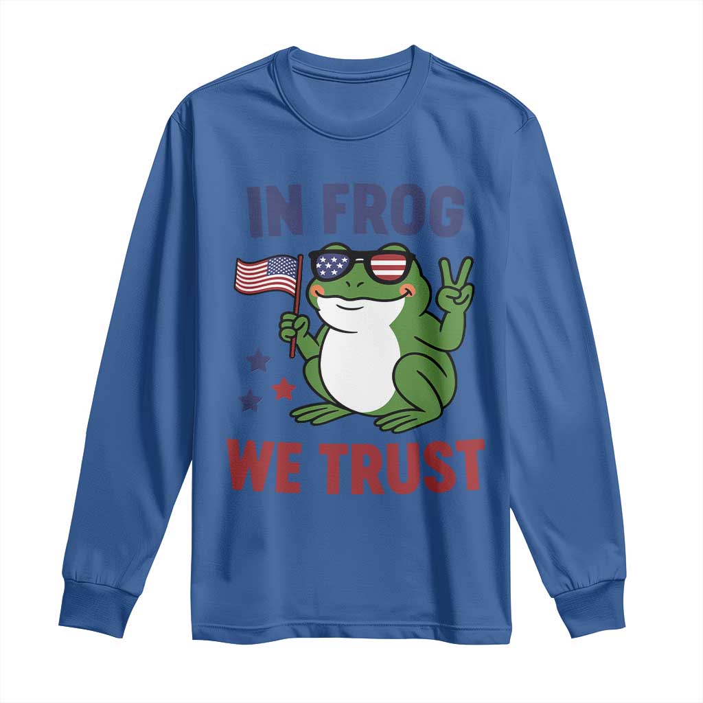 In Frog We Trust Long Sleeve Shirt Patriotic Portland Frogs Protest TS02 Royal Blue Print Your Wear