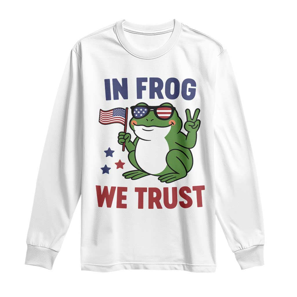 In Frog We Trust Long Sleeve Shirt Patriotic Portland Frogs Protest TS02 White Print Your Wear