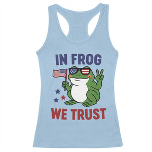 In Frog We Trust Racerback Tank Top Patriotic Portland Frogs Protest TS02 Light Blue Print Your Wear