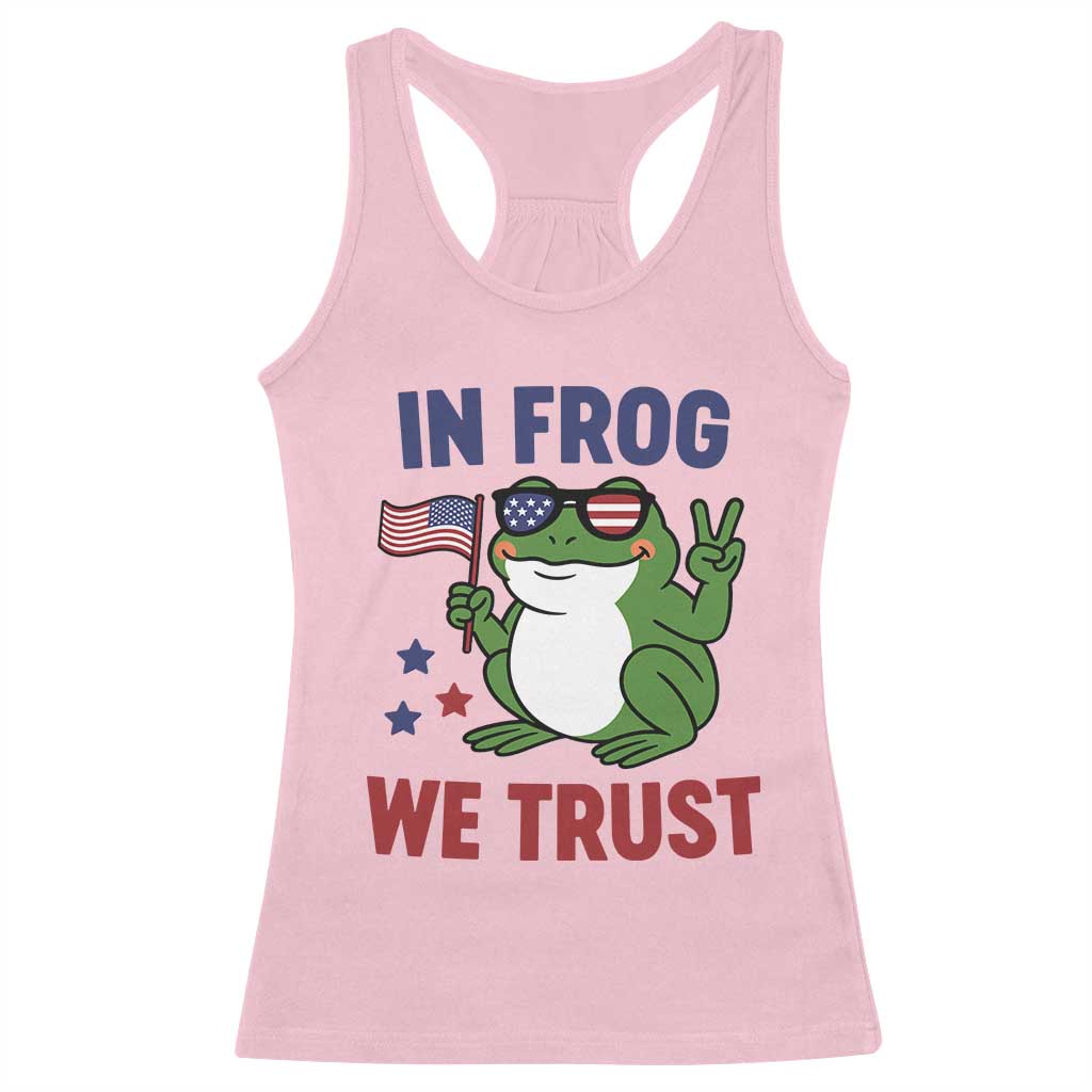 In Frog We Trust Racerback Tank Top Patriotic Portland Frogs Protest TS02 Light Pink Print Your Wear