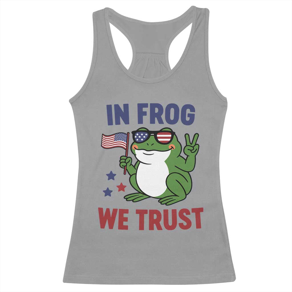 In Frog We Trust Racerback Tank Top Patriotic Portland Frogs Protest TS02 Sport Gray Print Your Wear