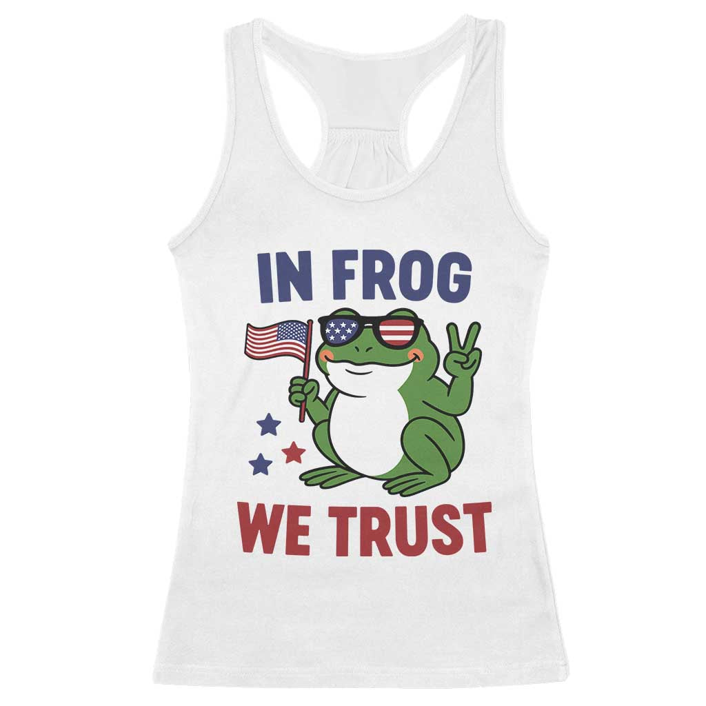 In Frog We Trust Racerback Tank Top Patriotic Portland Frogs Protest - Print Your Wear