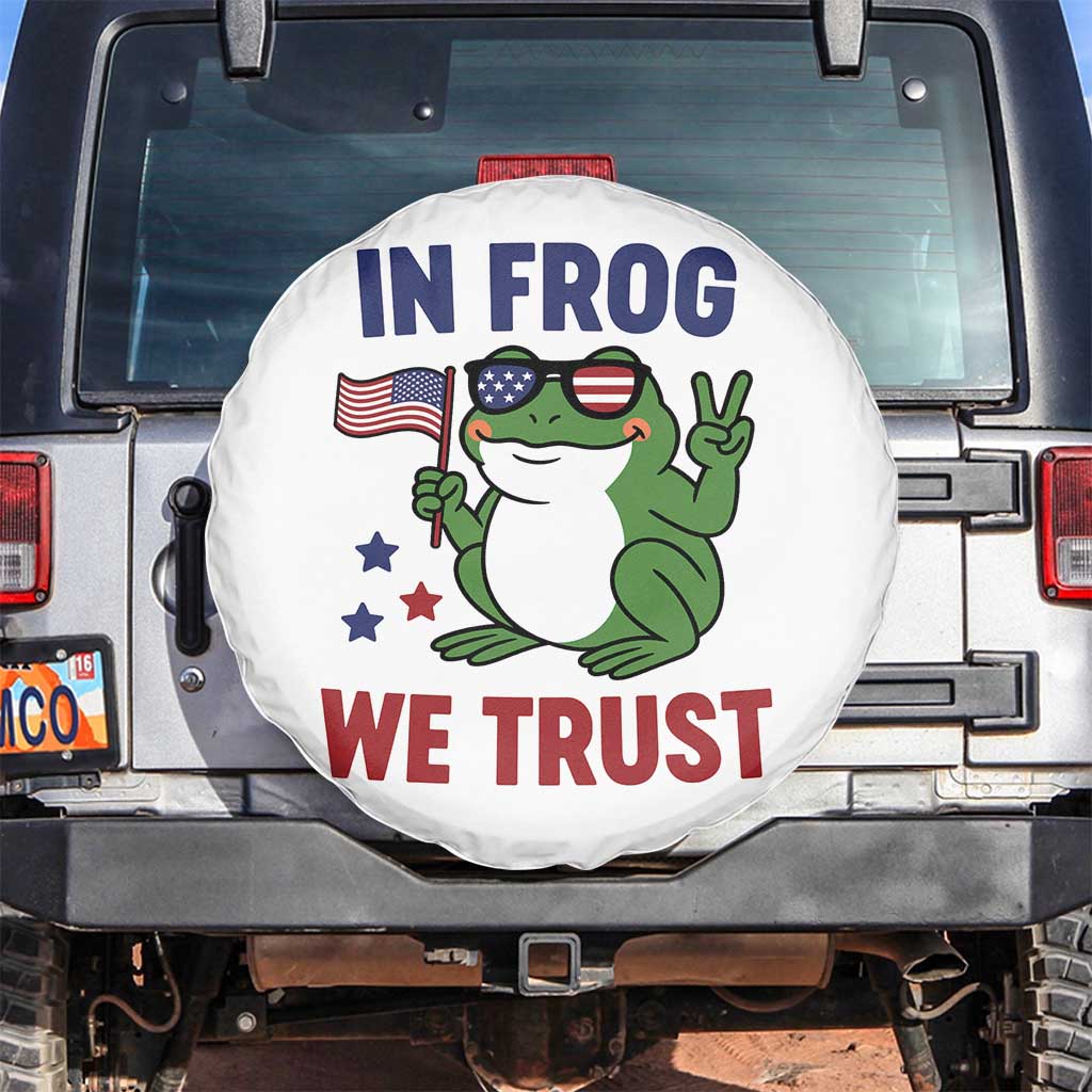 In Frog We Trust Spare Tire Cover Patriotic Portland Frogs Protest TS02 No hole White Print Your Wear