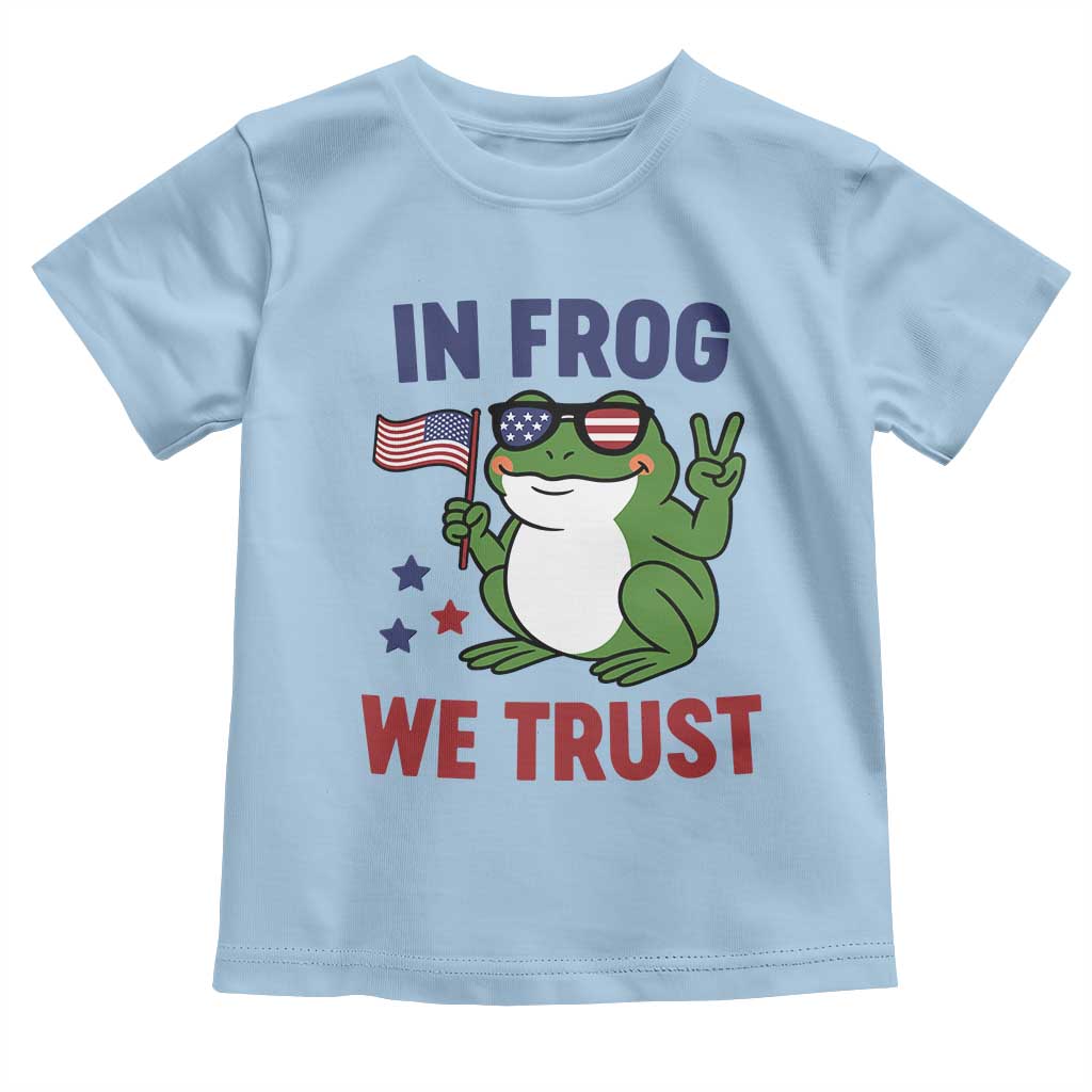 In Frog We Trust Toddler T Shirt Patriotic Portland Frogs Protest TS02 Light Blue Print Your Wear