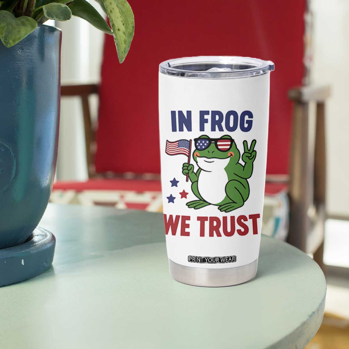In Frog We Trust Tumbler Cup Patriotic Portland Frogs Protest TS02 Print Your Wear