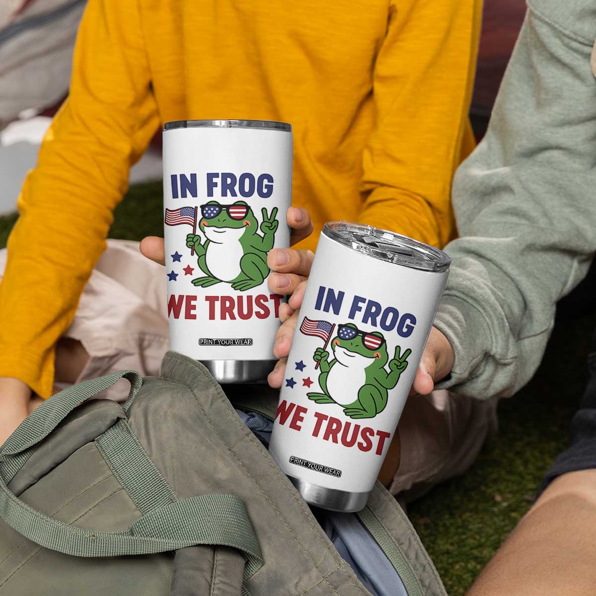 In Frog We Trust Tumbler Cup Patriotic Portland Frogs Protest TS02 Print Your Wear