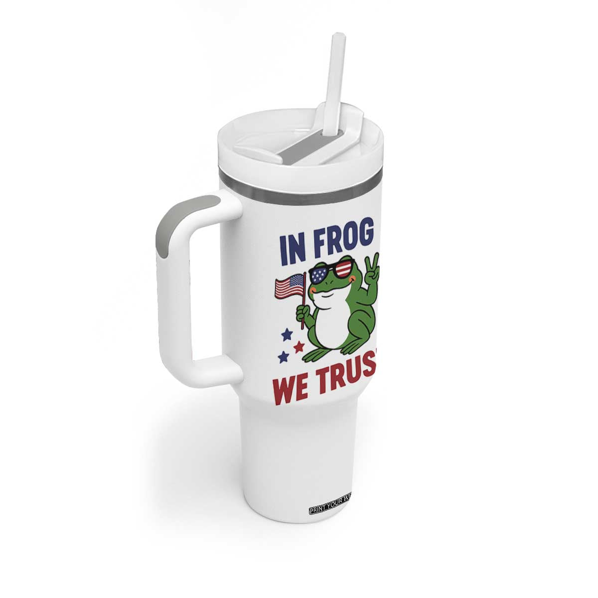 In Frog We Trust Tumbler With Handle Patriotic Portland Frogs Protest TS02 Print Your Wear