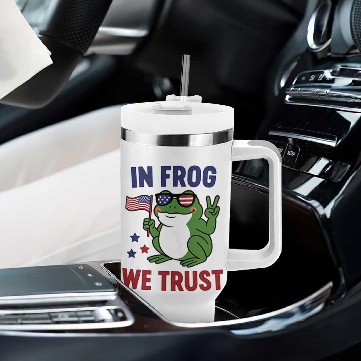 In Frog We Trust Tumbler With Handle Patriotic Portland Frogs Protest TS02 Print Your Wear