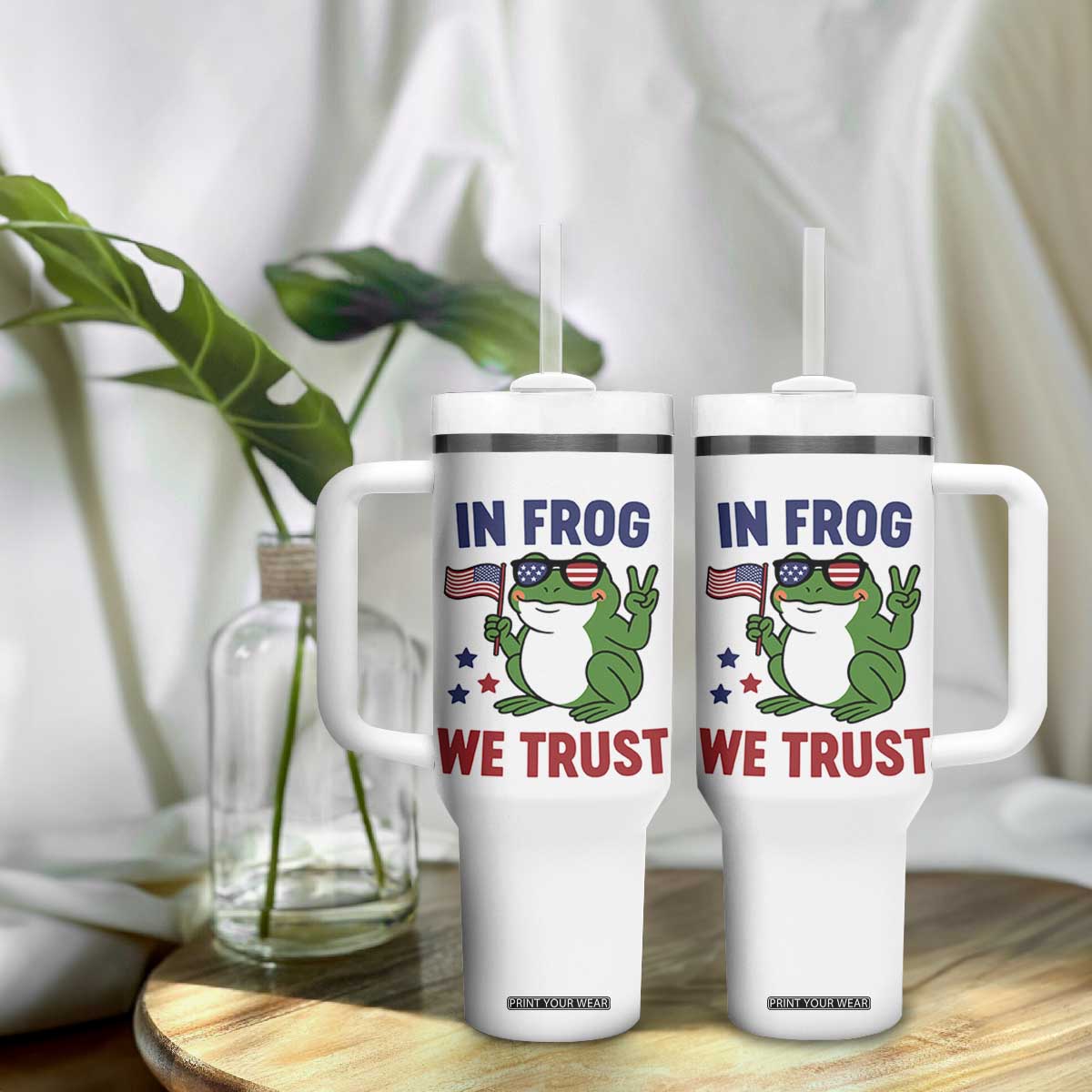 In Frog We Trust Tumbler With Handle Patriotic Portland Frogs Protest TS02 Print Your Wear