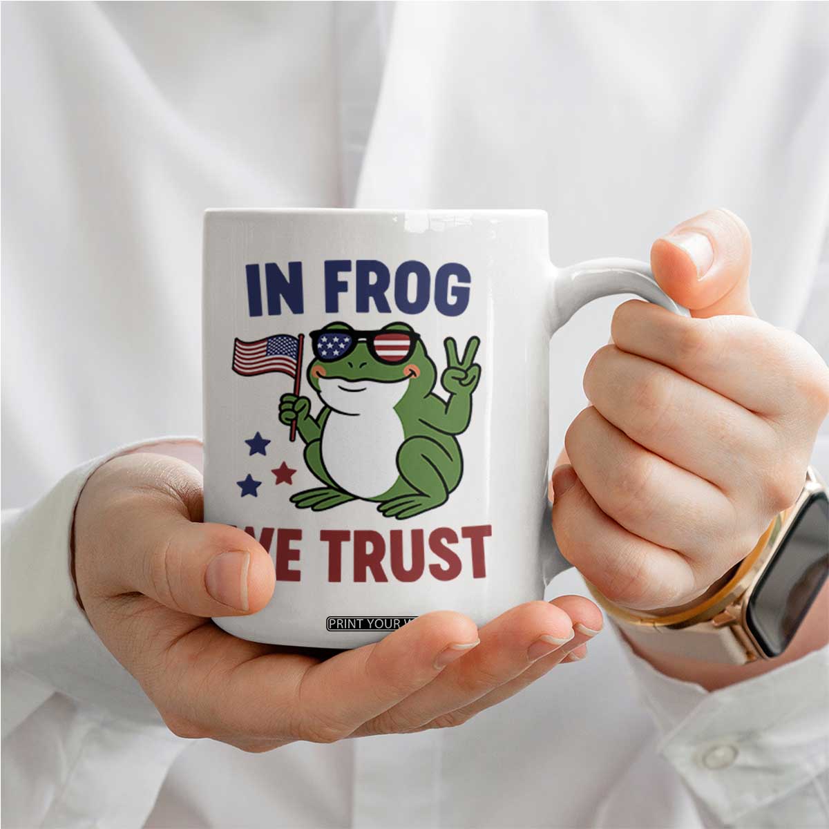 In Frog We Trust Coffee Mug Patriotic Portland Frogs Protest TS02 Print Your Wear