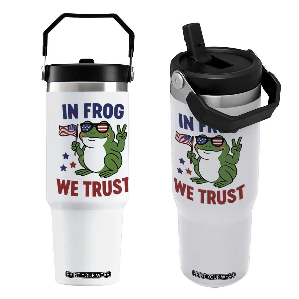 In Frog We Trust Flip Straw Tumbler Patriotic Portland Frogs Protest TS02 One Size: 30 oz White Print Your Wear