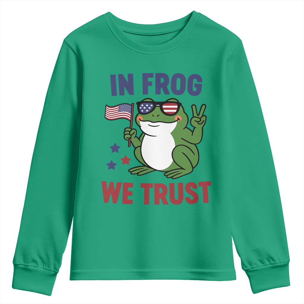 In Frog We Trust Youth Sweatshirt Patriotic Portland Frogs Protest TS02 Irish Green Print Your Wear