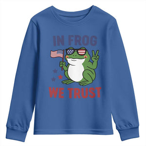 In Frog We Trust Youth Sweatshirt Patriotic Portland Frogs Protest TS02 Royal Blue Print Your Wear