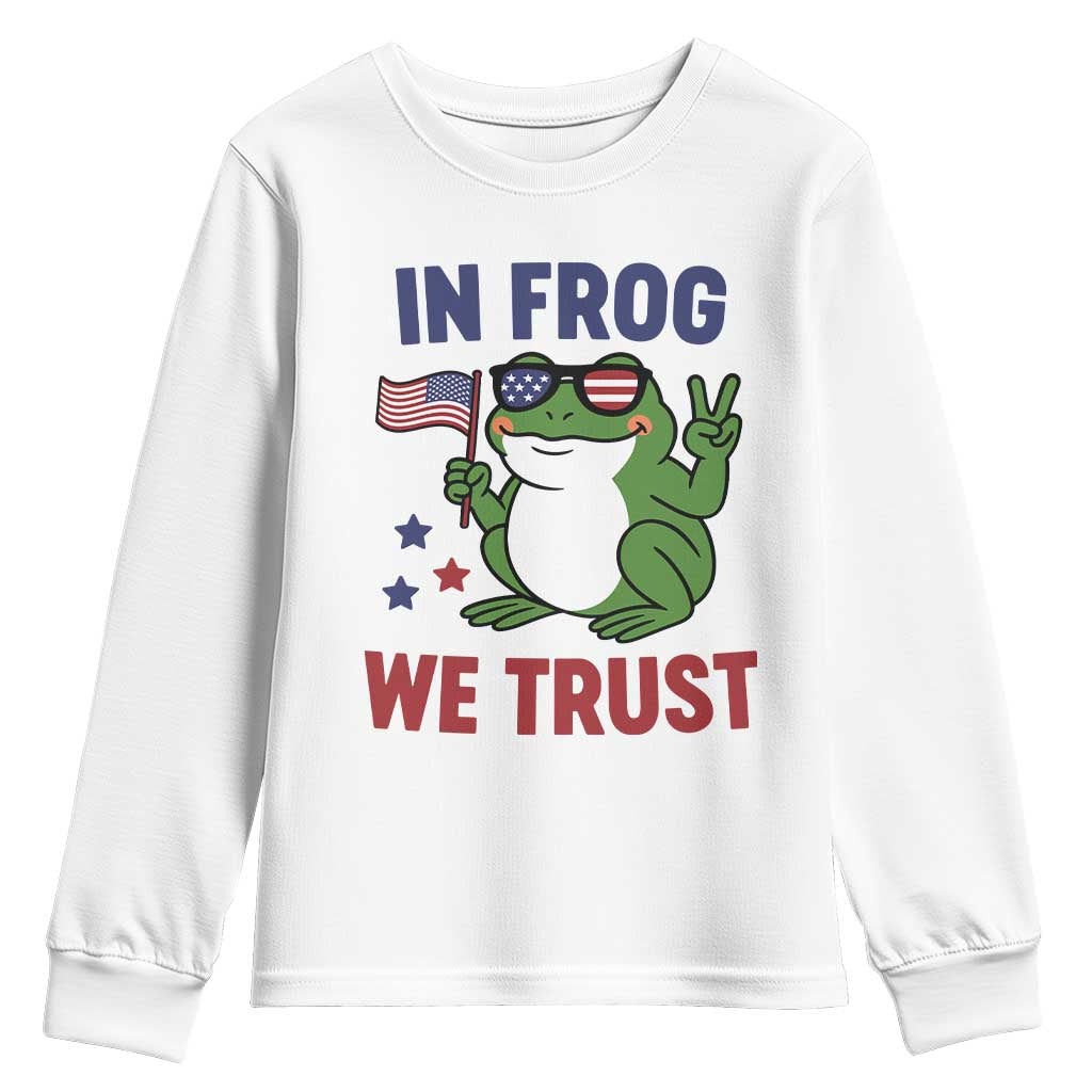 In Frog We Trust Youth Sweatshirt Patriotic Portland Frogs Protest TS02 White Print Your Wear