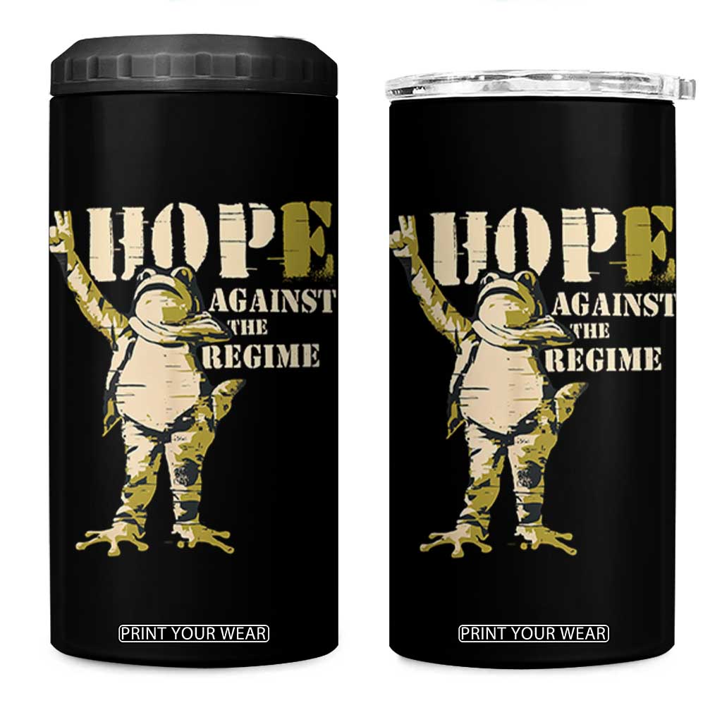 Stencil Protest Frog 4 in 1 Can Cooler Tumbler Hope Against the Regime Portland Inflatable Resistance TS02 One Size: 16 oz Black Print Your Wear