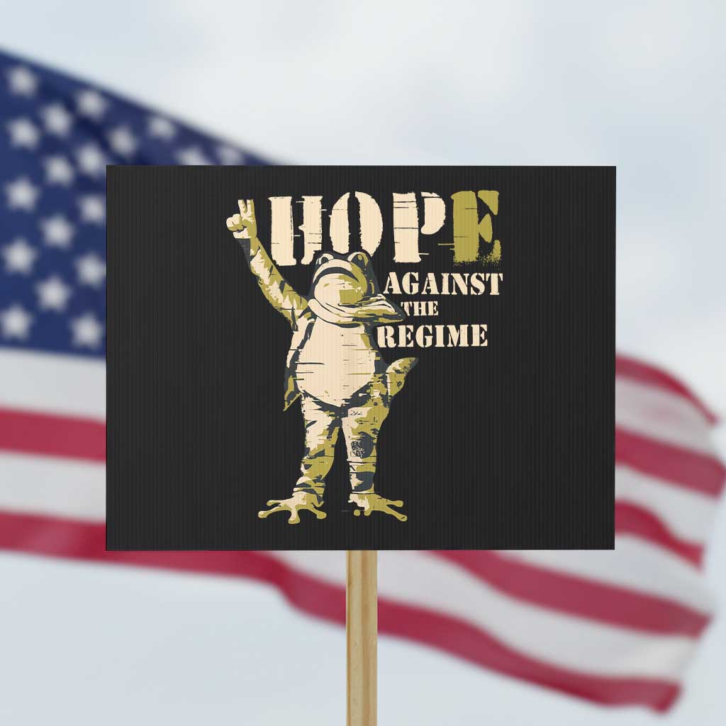 Stencil Protest Frog Protest Sign Hope Against the Regime Portland Inflatable Resistance TS02 Horizontal 18