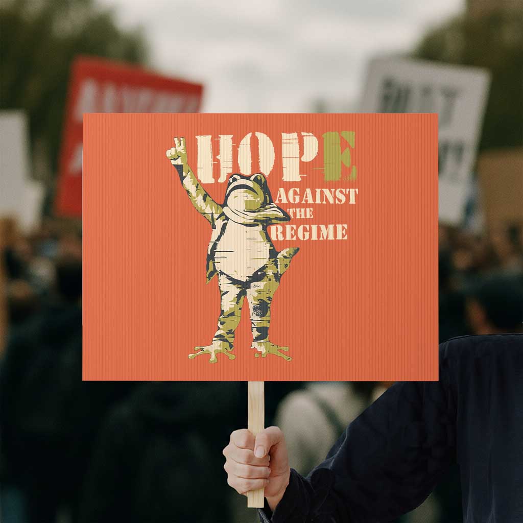 Stencil Protest Frog Protest Sign Hope Against the Regime Portland Inflatable Resistance TS02 Horizontal 18