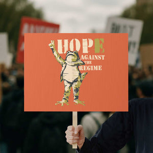 Stencil Protest Frog Protest Sign Hope Against the Regime Portland Inflatable Resistance TS02 Horizontal 18" × 24" Orange Print Your Wear