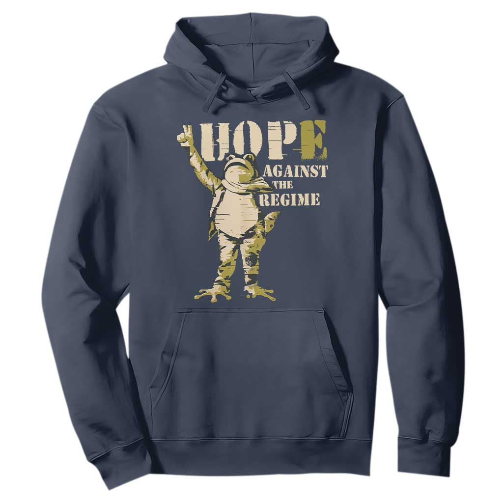 Stencil Protest Frog Hoodie Hope Against the Regime Portland Inflatable Resistance TS02 Navy Print Your Wear