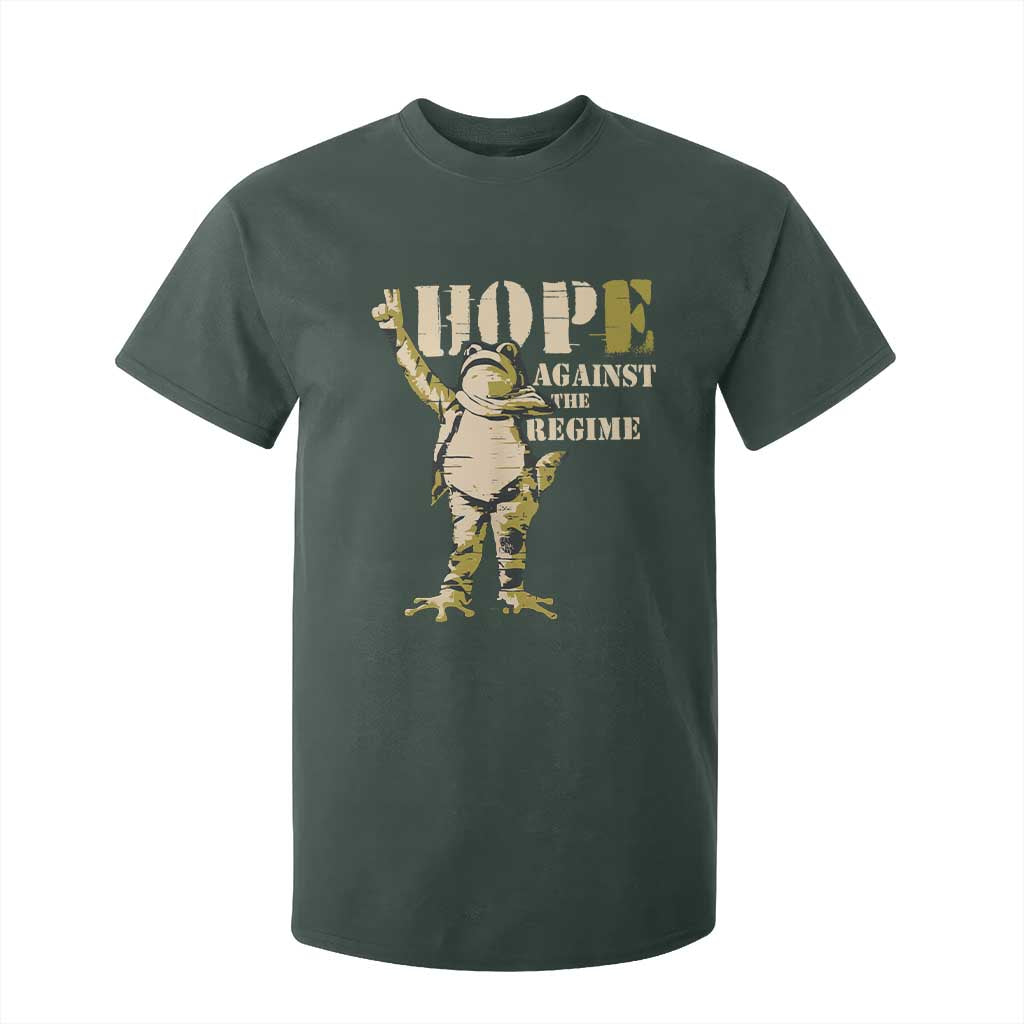 Stencil Protest Frog T Shirt For Kid Hope Against the Regime Portland Inflatable Resistance TS02 Dark Forest Green Print Your Wear