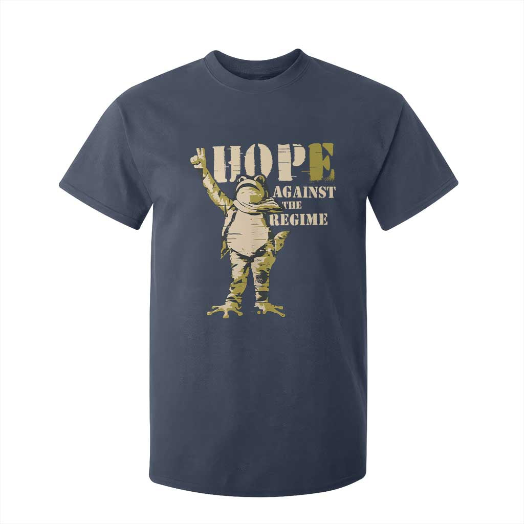 Stencil Protest Frog T Shirt For Kid Hope Against the Regime Portland Inflatable Resistance TS02 Navy Print Your Wear