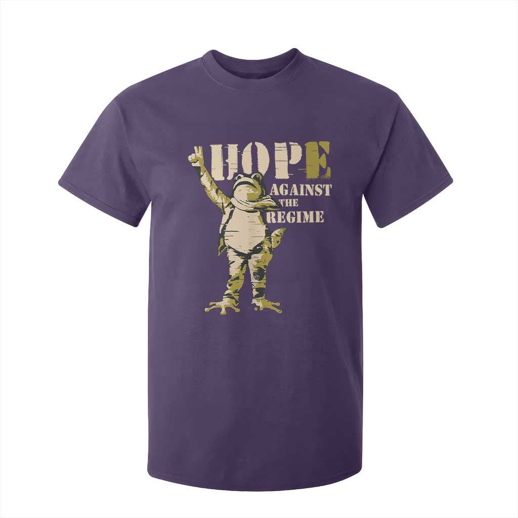 Stencil Protest Frog T Shirt For Kid Hope Against the Regime Portland Inflatable Resistance TS02 Purple Print Your Wear