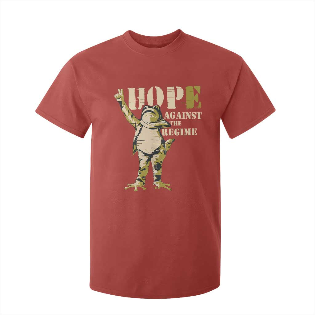Stencil Protest Frog T Shirt For Kid Hope Against the Regime Portland Inflatable Resistance TS02 Red Print Your Wear