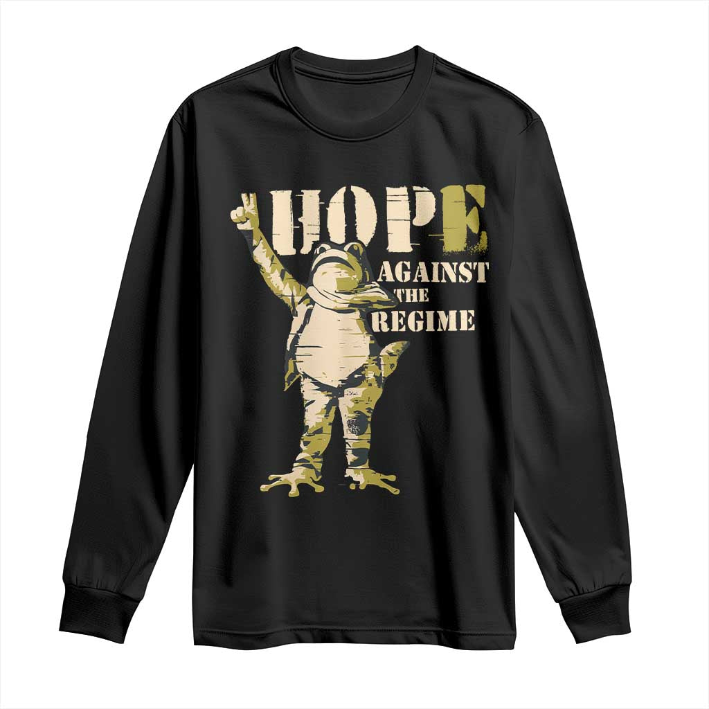 Stencil Protest Frog Long Sleeve Shirt Hope Against the Regime Portland Inflatable Resistance TS02 Black Print Your Wear