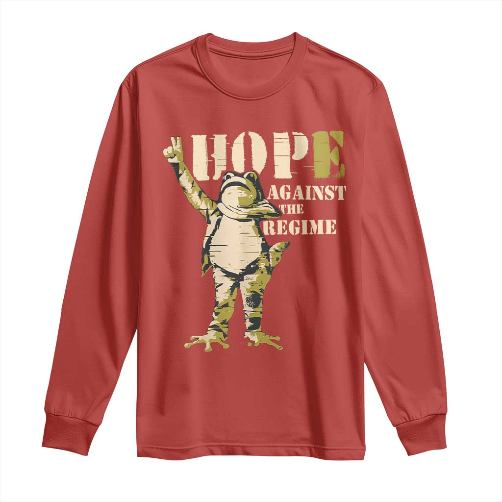Stencil Protest Frog Long Sleeve Shirt Hope Against the Regime Portland Inflatable Resistance TS02 Red Print Your Wear