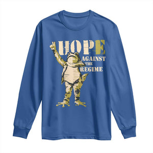 Stencil Protest Frog Long Sleeve Shirt Hope Against the Regime Portland Inflatable Resistance TS02 Royal Blue Print Your Wear