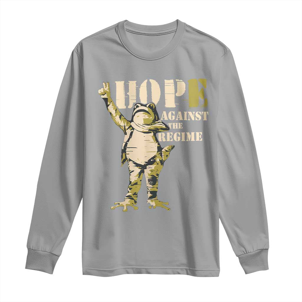 Stencil Protest Frog Long Sleeve Shirt Hope Against the Regime Portland Inflatable Resistance TS02 Sport Gray Print Your Wear