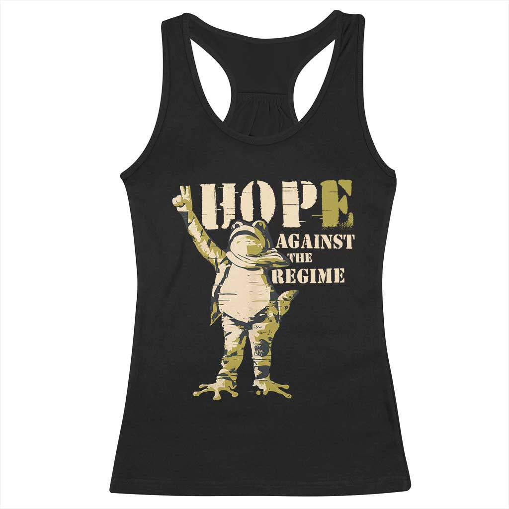 Stencil Protest Frog Racerback Tank Top Hope Against the Regime Portland Inflatable Resistance TS02 Black Print Your Wear